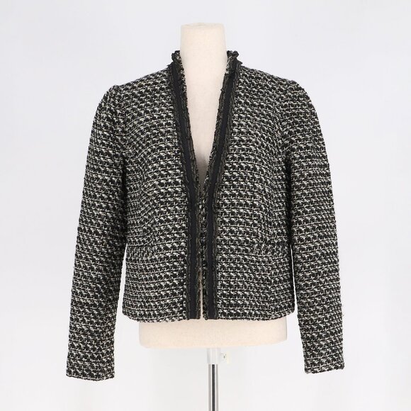 NWT TALBOTS Breckenridge Tweed Wool Blend Jacket Blazer Black Multi Size 6 - Picture 2 of 11
